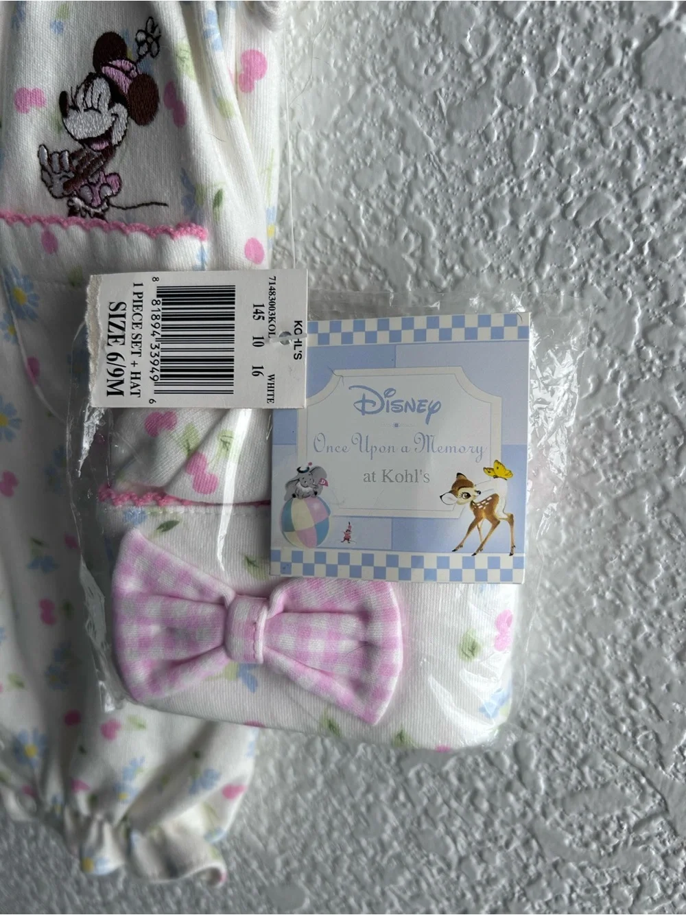 HTF Disney Once Upon a Memory Kohl’s Mickey & Minnie Floral Bubble Romper Hat